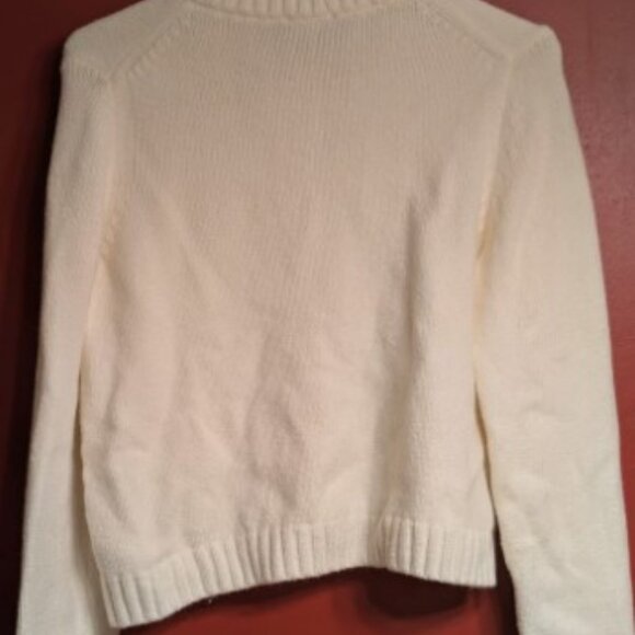 GAP CashSoft Crew Long Sleeve Womens Medium 6 Button Front Ivory Frost - Picture 7 of 14
